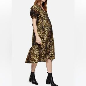 Top shop Leopard Print Midi Dress with Bow Tie Back (Maternity)